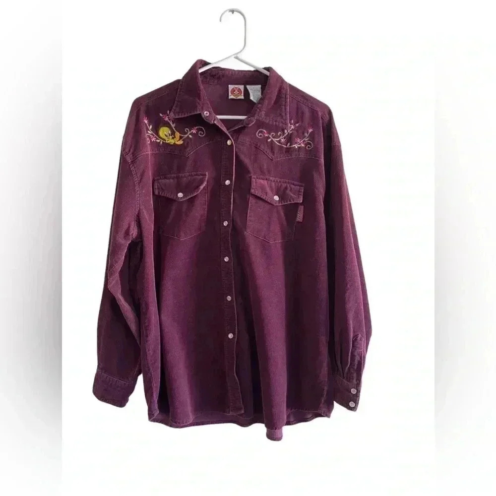 Vintage Tweety Bird Corduroy Button Down Shirt